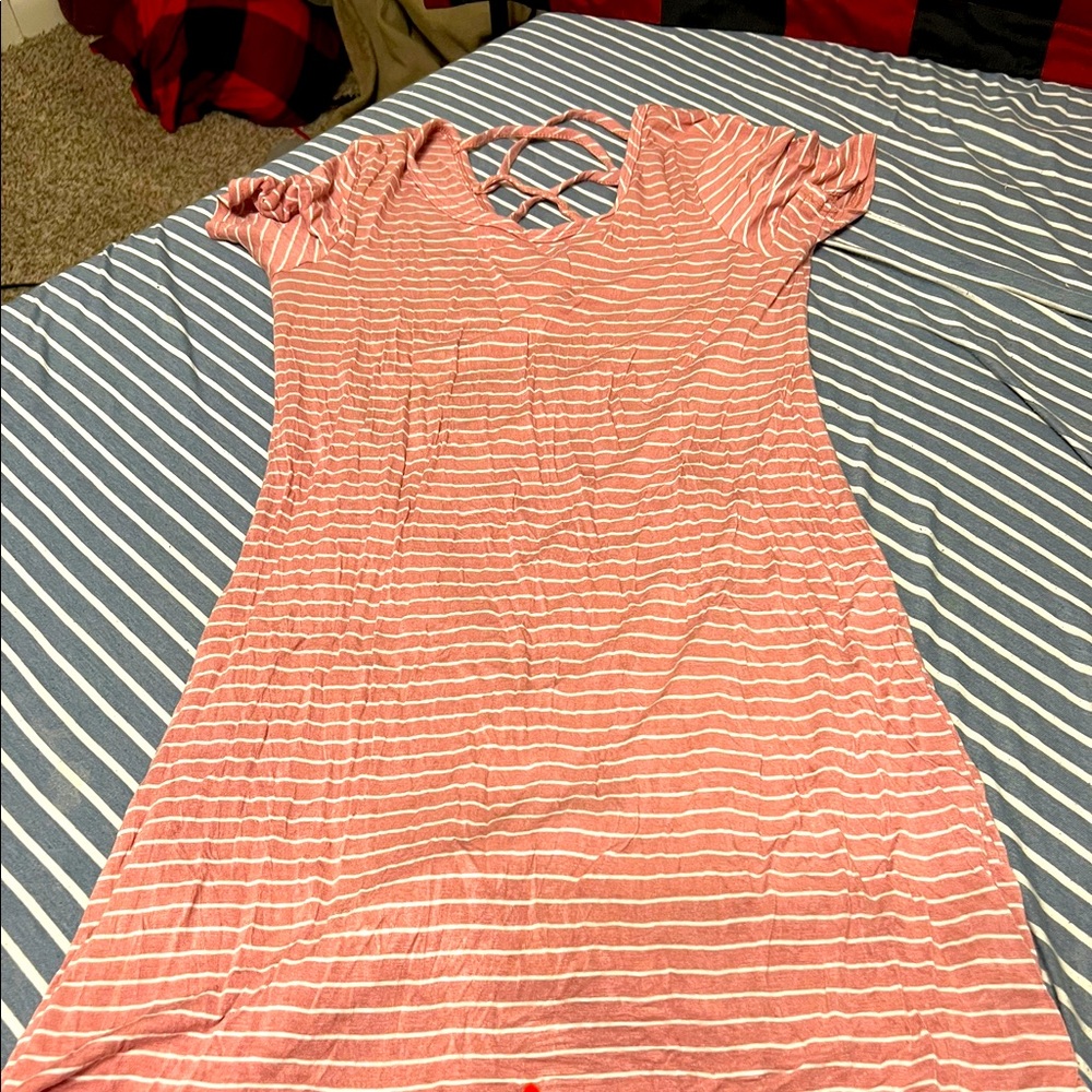 Pink and white striped dress